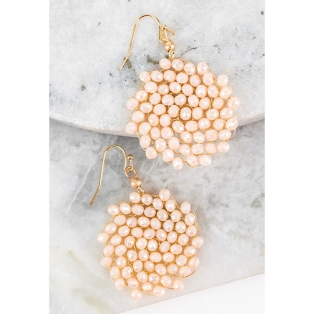 Nude crystal beaded earrings